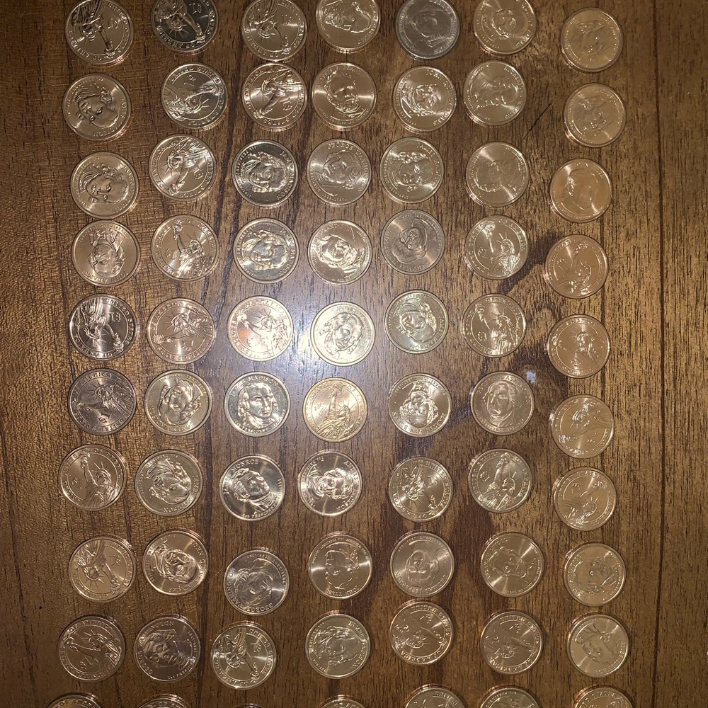 87 Variety $1 Presidential gold coins + 4 Sacagawea dollars with (p) indication - Picture 3 of 7